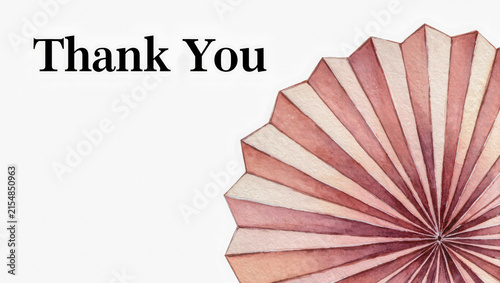 Watercolor Pink Folded Fan Thank You Card with copy space