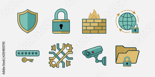 Cyber Security and Data Protection Icon Set