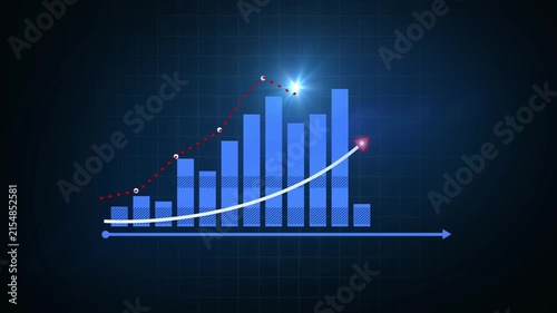 business graph with arrow animation, Business Infographic bar animation, trading bar chart graph going up line. stock market business Profit concept, Business Success growth trending graph animation.
