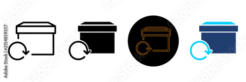 Return box icon set in different styles Vector