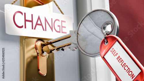 Quadro su tela Self Reflection leads to Change - it's a key to unlock change