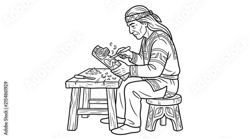 A skilled artisan carving intricate wooden details.