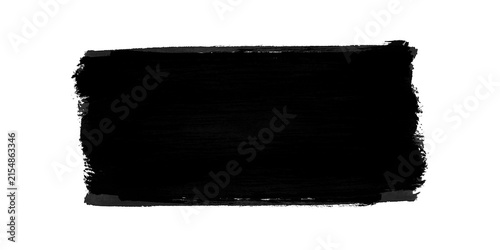Black ink brush stroke rectangle isolated on white background