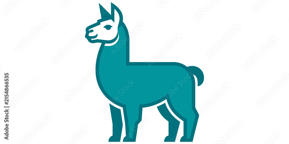 Naklejka premium Cyan Llama Graphic Illustration Isolated on Transparent Background