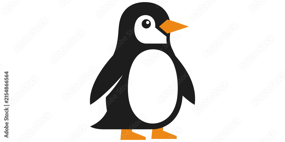 Obraz premium Black cute little penguin bird wildlife animal isolated on transparent background