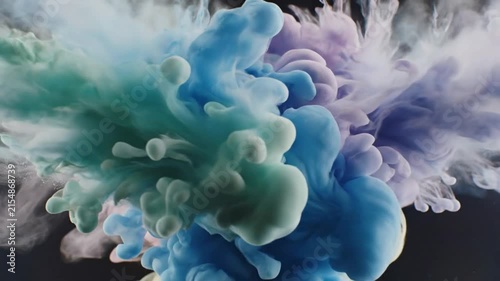 Abstract Colorful Smoke Explosion with Mixed Hues: Artistic Background for Creative Concepts