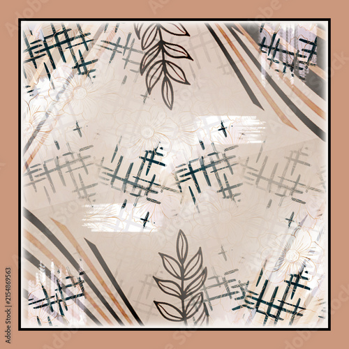Fotografía Multicolor Luxurious Silk Scarf and Shawl Design, Elegant Pattern for Fashion Ac