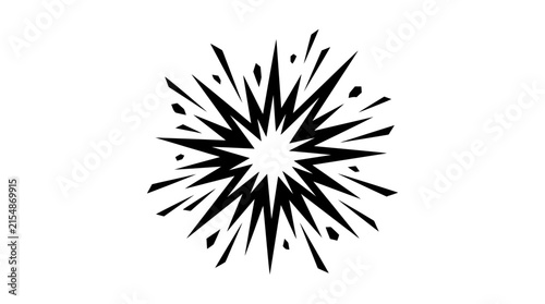 Dynamic comic book style explosion blast symbol.
