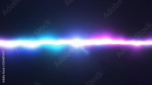 Futuristic abstract digital animation of neon bright light with energy waves and motion graphic tunnel on a dark black background