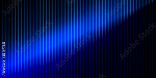 Trendy futuristic neon texture with vibrant wavy blue gradient shades and bright finely fluted vertical line art.
