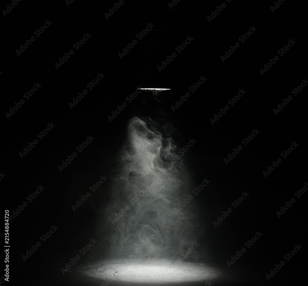 Naklejka premium Beautiful smoke in light and lamp on dark background