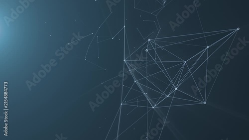 Abstract 3D digital data network structure with glowing nodes and connecting lines. 4k loop  technology concept