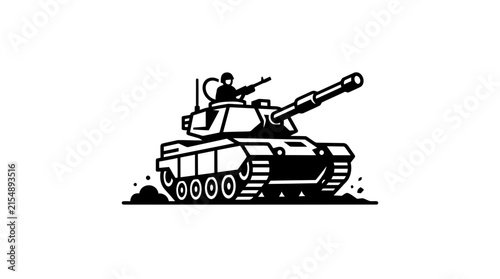 Military battle tank with soldier icon.