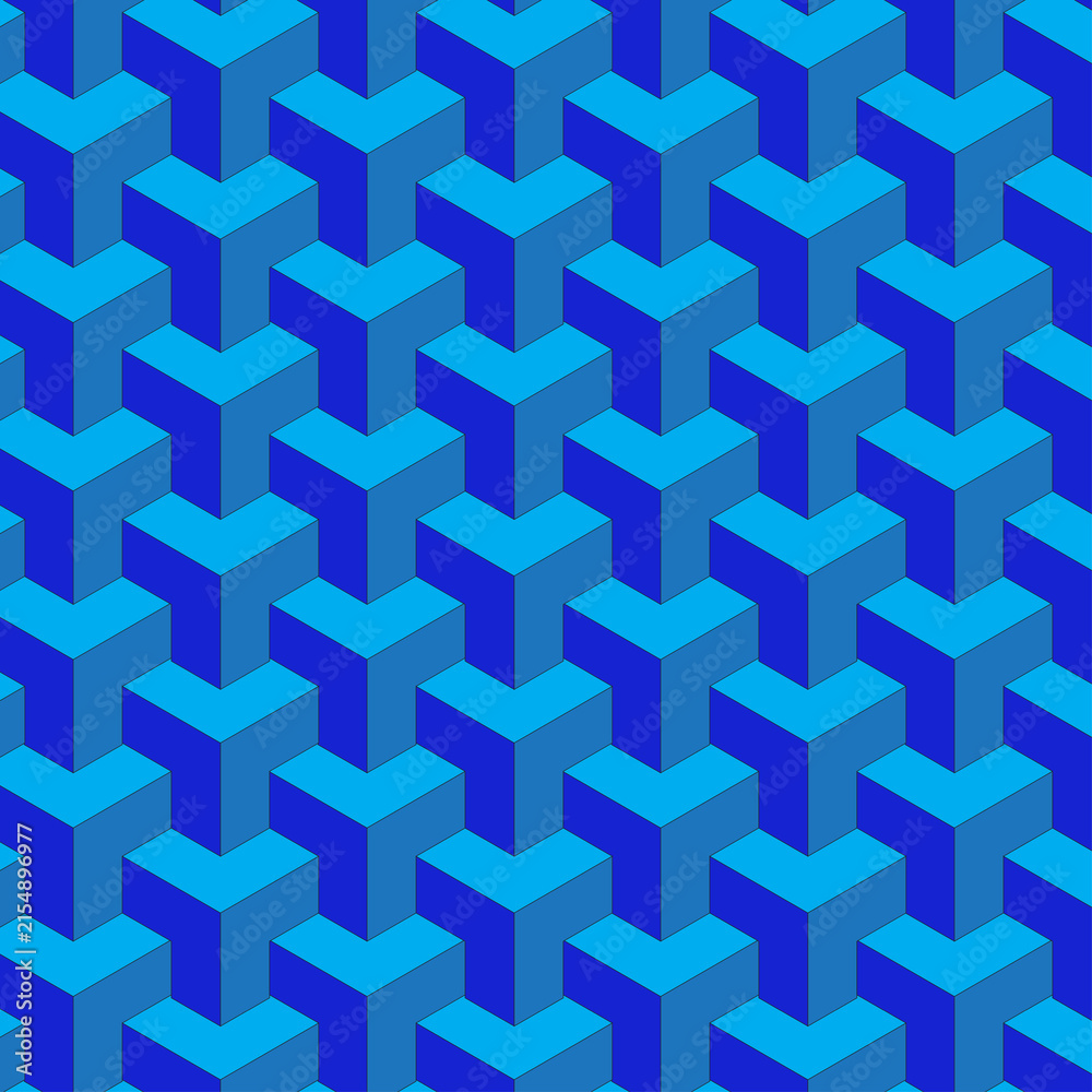 Obraz premium Blue 3D Cube Pattern Geometric Abstract Background Design