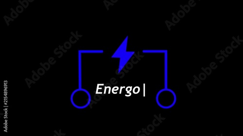 Blue Electric energo Battery Symbol with Lightning Bolt on Black Background