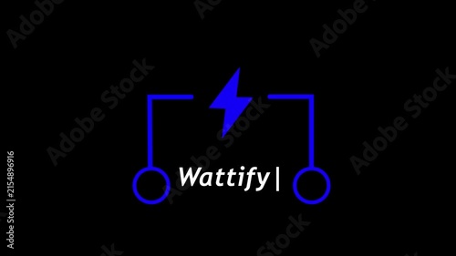 Blue Electric wattify Battery Symbol with Lightning Bolt on Black Background