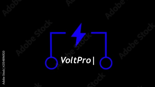 Blue Electric vpltpro Battery Symbol with Lightning Bolt on Black Background