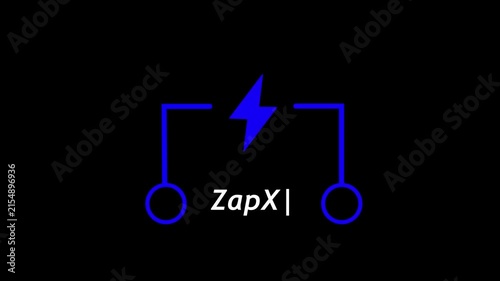 Blue Electric zapx Battery Symbol with Lightning Bolt on Black Background