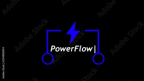 Blue Electric powerflow Battery Symbol with Lightning Bolt on Black Background