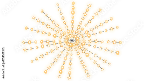 Golden glowing starburst light decoration with radiating rays and sparkles on transparent background