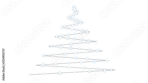 Modern christmas tree made of glowing stars and lights on transparent background