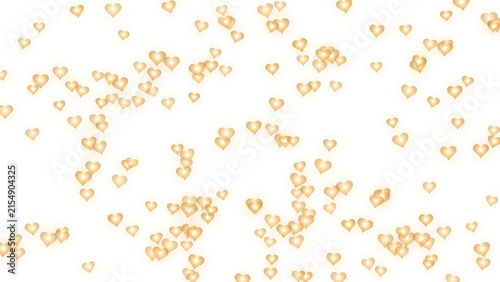 Scattered glowing golden hearts floating on transparent background