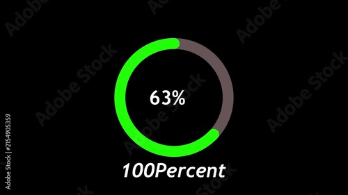 100 Percent Complete Green Progress Circle on Black Background icon