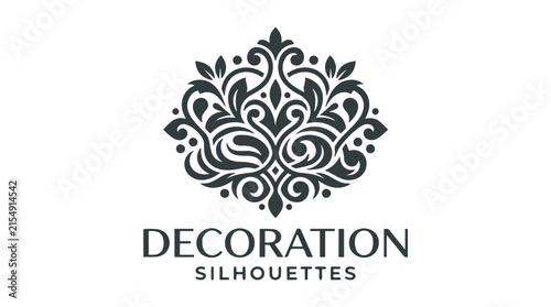 Intricate black and white logo with ornate floral and swirling patterns, conveying a sense of classic elegance and detail.