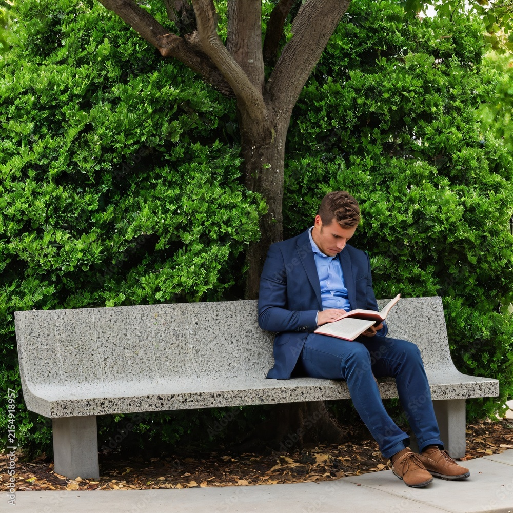 Fototapeta premium Urban park bench made from textured concrete