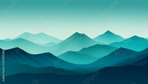 teal blue abstract mountain range and sky gradient background