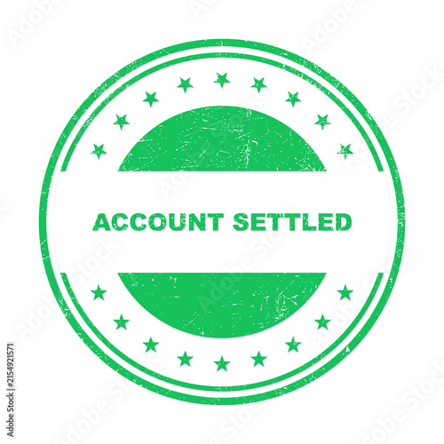 Canvastavla Green circular rubber stamp icon with the text account settler inside design iso