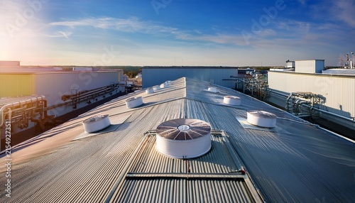 air conditioning hvac installed on the roof of industrial buildings