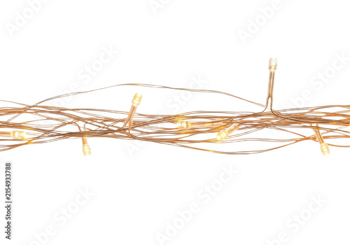 String of warm white led fairy lights isolated on transparent background