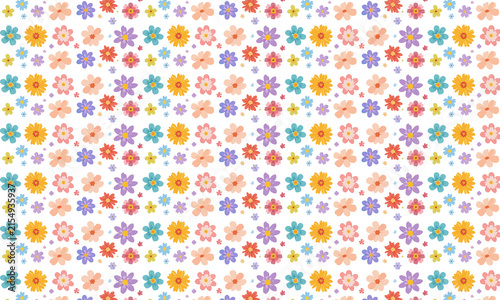 Colorful Floral Seamless Pattern with Hand Drawn Flowers