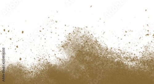 Obraz na plátne Textured brown dust soil particles rising from bottom isolated on transparent background for realistic environmental land disturbance visual design creative effects