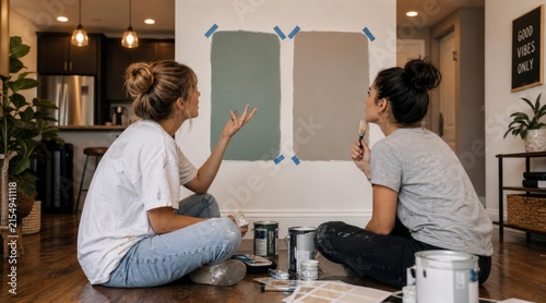 Roommates choosing wall paint color