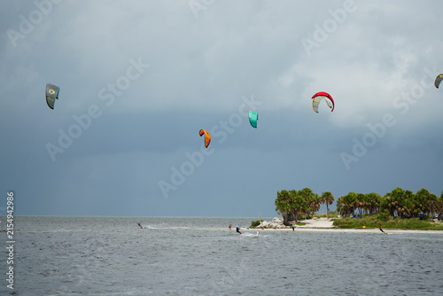 Kite Surfers in Tarpon Springs Florida on the Gulf Coast