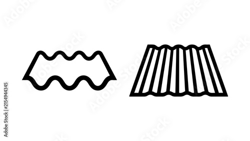 Set of black corrugated metal roofing sheet icons