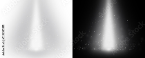 Canvastavla Illuminated stage spotlights shine downwards with a scattering of light particle