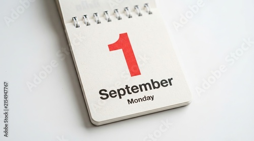 A calendar page showing the first of september marking the annual celebration of the national labour day holiday