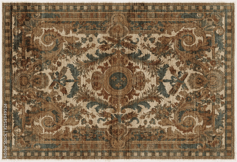 Obraz premium Folk Art style printed Carpet with trending colors and texture in high resolution 