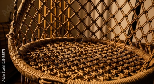 Cozy Woven Hanging Chair Seat With Warm Lighting