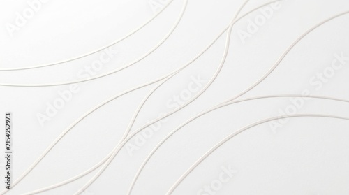 Abstract white background with delicate flowing curved lines and subtle texture