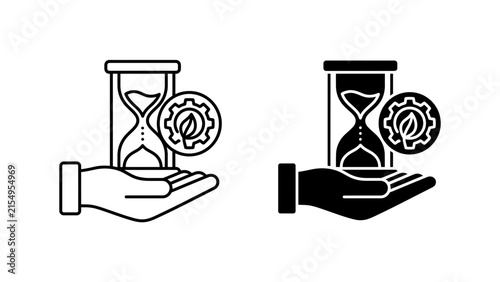Sustainable Time Management and Ecological Efficiency Icon Set