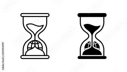 Global Time Concept Hourglass Icons Set