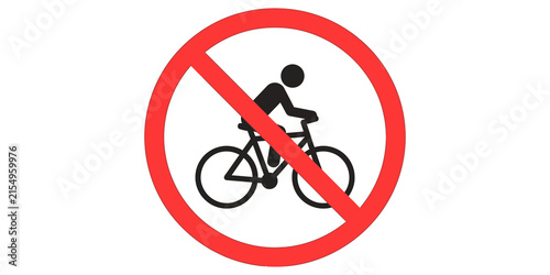 Fotografie Red no cycling sign with bicyclist symbol, indicating prohibited bicycle activity in specific areas