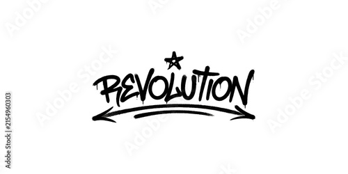 Fotografie Black revolution text with arrows and star on transparent background