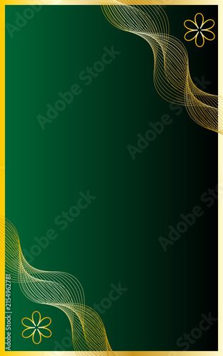 green background with golden ornament
