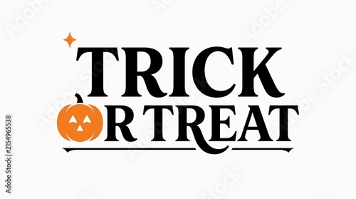 Trick or treat typography features a pumpkin and star presented as a vector illustration halloween
