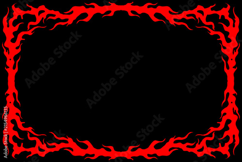 Fire flame ornamental frame with an aggressive gothic design, isolated border suitable for posters, covers, metal artwork, and apparel